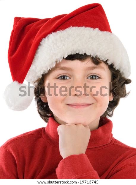 Adorable Boy Red Hat Christmas On Stock Photo 19713745 Shutterstock