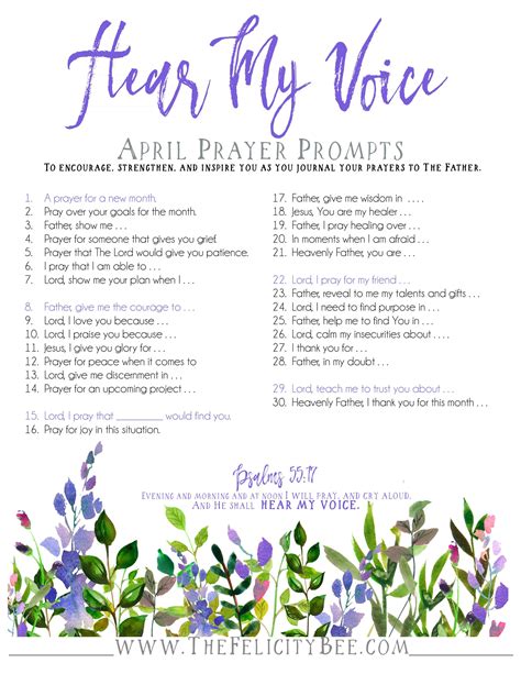 Hear My Voice April Prayer Journal Prompts — Symphony Of Praise