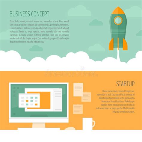 Rocket Ship Launch Startup Business Concept Start Up Banner W Stock