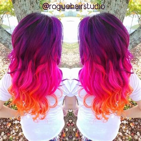 Purple Hot Pink And Orange Hair Color Hair Colors Ideas