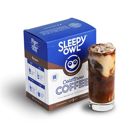 Sleepy Owl Mocha Cold Brew Coffee Bags Set Of 5 Packs Makes 15 Cups