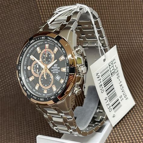 casio edifice ef 539d 1a5 black dial chronograph tachymeter men s casual watch ebay