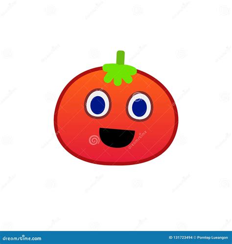 Cartoon Tomato Face Emoji Icon Design Vector Stock Vector