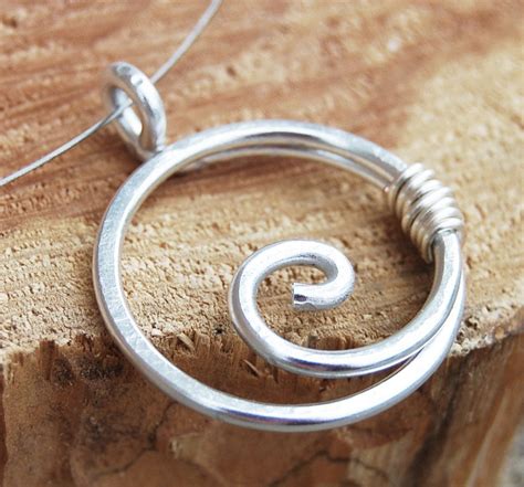 Aluminum Necklace Spiral Circle Minimalist Silver Wire Jewelry