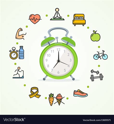 Daily Routines Fittness Concept Healthy Life Vector Image