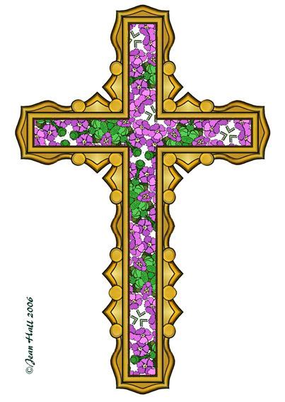 ArtbyJean - Easter Clip Art: Easter Cross - MAGENTA GREEN | Easter clipart, Easter cross, Easter ...