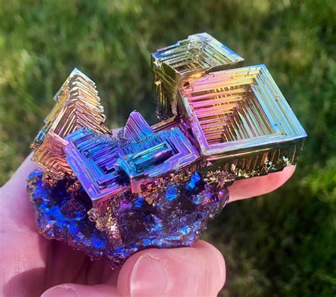 338g Standing Bismuth Crystal Cluster Mineral Display Specimen