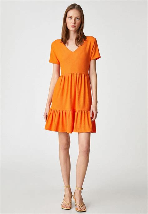 Платье Koton цвет оранжевый Rtlacr105601 — купить в интернет