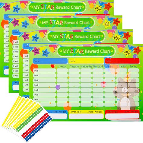 Buy Outus 4 Pieces Star Reward Chart With Stickers Learning