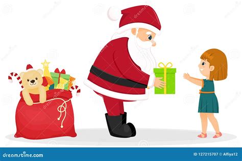 Cartoon Santa Claus Gives A T To A Girl Stock Vector Illustration