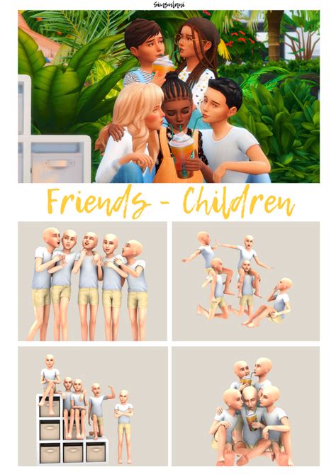 213 Pose Pack Friends Children Simsulani On Patreon In 2022