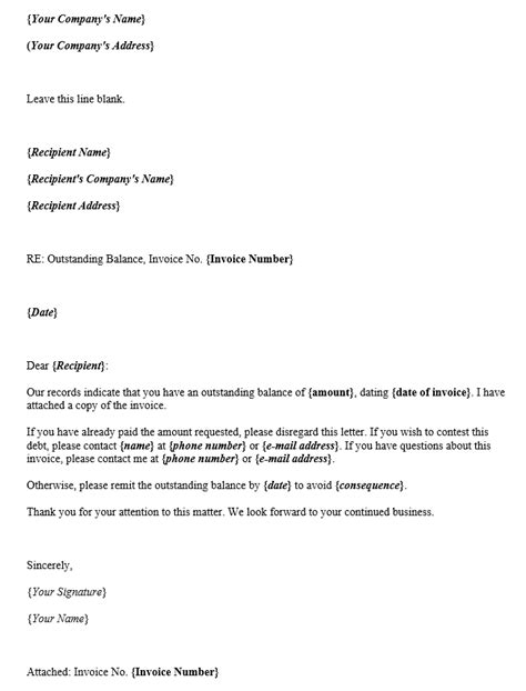 Outstanding Bill Letter Template Onvacationswall