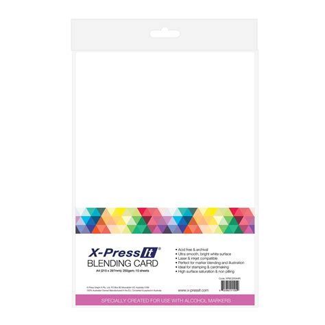 The super smooth, silky surface allows for crisp special effects and bright colors. X-Press It Blending Card A4 250gsm 10pk