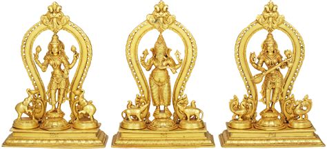 lakshmi ganesha saraswati set of three statues