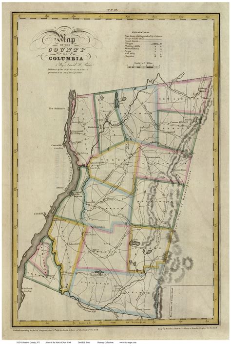 Columbia County New York 1829 Burr State Atlas Old Maps