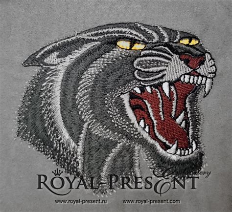Free Machine Embroidery Design Black Panther Head Royal Present Embroidery