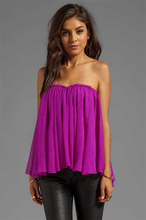 Blaque Label Strapless Ruffle Top In Magenta From