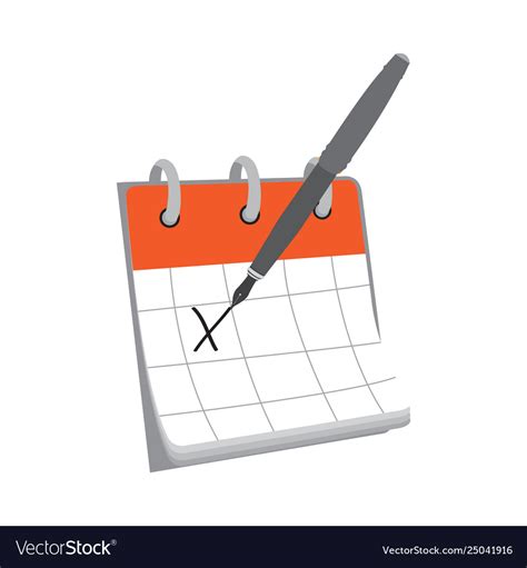 Calendar With A Pen Royalty Free Vector Image Vectorstock