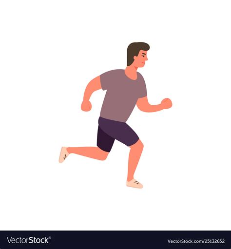 Runner Athlete In Motion Cartoon Flat Man Running Vector Image