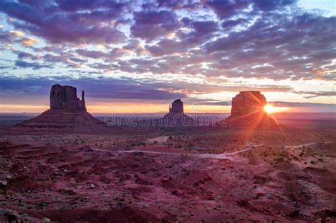 Monument Valley Navajo Tribal Park During Sunset Dramatic Colorful Sky