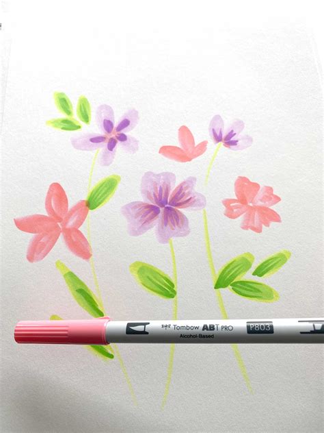 Spring Flower Tutorial Using Abt Pro Markers Tombow Usa Blog
