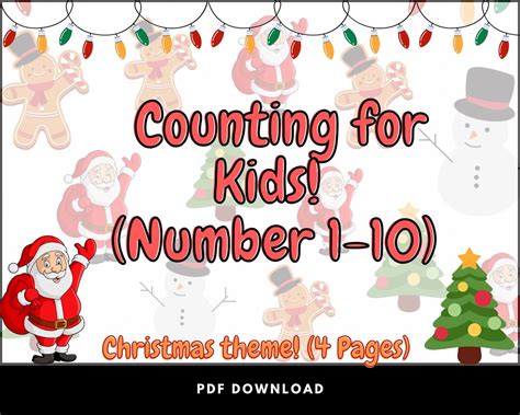 Christmas Counting For Kids Preschool Exercises 4 Pages From Etsy
