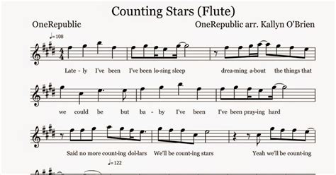 Flute Sheet Music Counting Stars Sheet Music