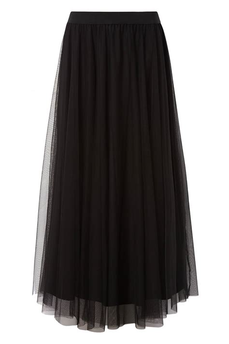 Pleated Mesh Maxi Skirt In Black Roman Originals Uk