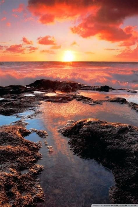 Download Waves Crashing Sunset 4k Wallpaper Ocean Sunset