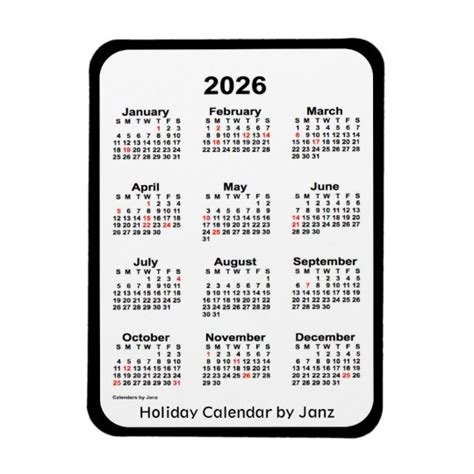 2026 Black Holiday Calendar By Janz Magnet