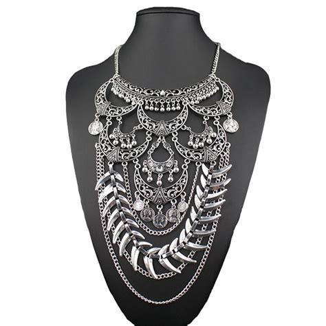 Aliexpress Com Buy Vintage Trendy Statement Bib Necklace Jewelry Multilevel Tassel Necklaces
