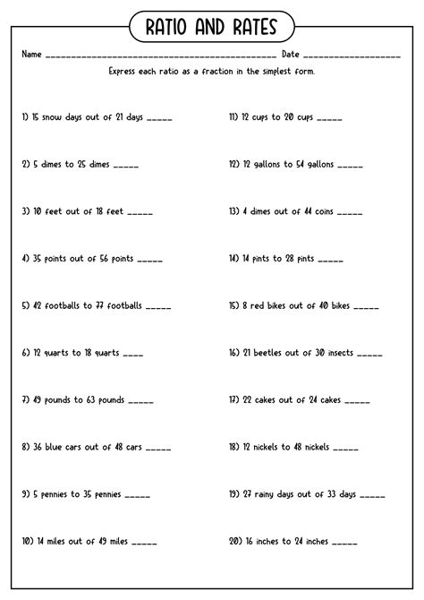 Ratio And Proportion Worksheet