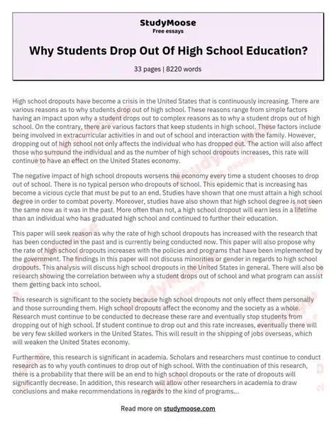 😱 High School Dropout Essay Conclusion Essay On School Dropout Rates