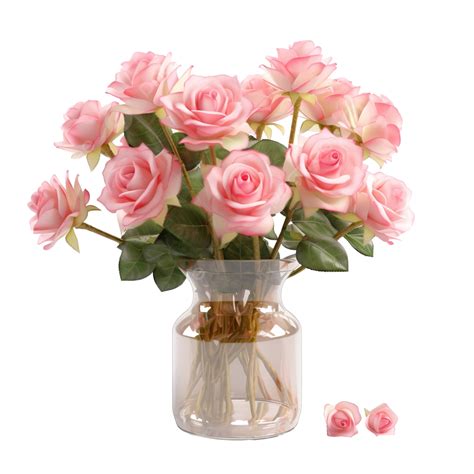 Pink Rose Flowers In Vase Transparency Background Rose Flower Floral