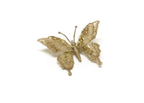 1 Jumbo Glitter Gold Butterfly Embellishment On Clip 7 Etsy