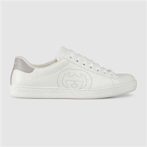 Gucci Gg Unisex Ace Sneaker With Interlocking G White Leather Brandsoff