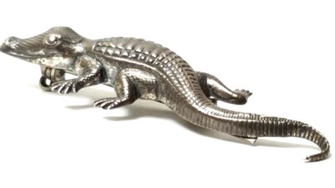 Sterling Silver Vintage Alligator Pin Crocodile 925 Brooch Florida Gator Jewelry Jewelry