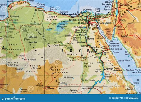 A Map Of Egypt Showing The Major Cities Stock Image Image Of