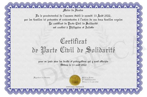 Certificat De Pacte Civil De Solidarite