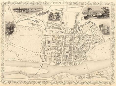 Vintage Map Of Perth Scotland 1851 Poster By Bravuramedia Redbubble