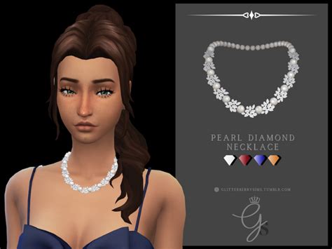 Pearl Diamond Necklace Glitterberry Sims On Patreon Sims 4 Tsr Sims