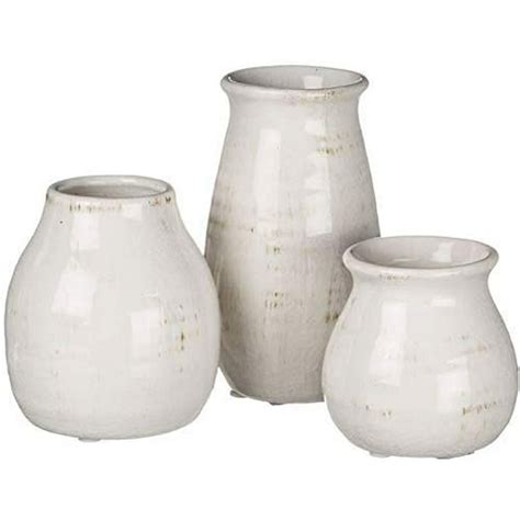 Sullivans Modern Farmhouse Decorative Off White Small Ceramic Vase Set