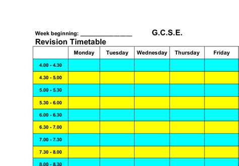 Revision Timetable Gcse Art Marked By