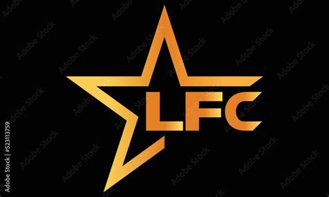 Lfc Golden Luxury Star Icon Three Letter Logo Design Vector Template