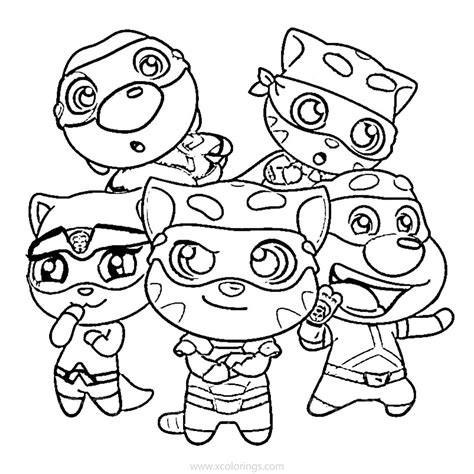 Talking Tom Heroes Coloring Pages Characters