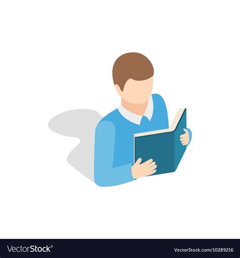 Student Reading A Book Icon Isometric 3d Style Vector Image