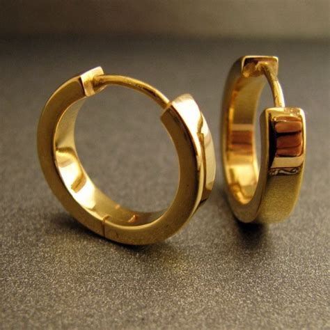 Men S Hoop Earrings Electric Gold Hoop Earrings Gold Etsy