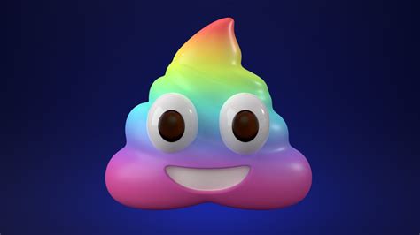 Rainbow Poop Emoji Cgtrader