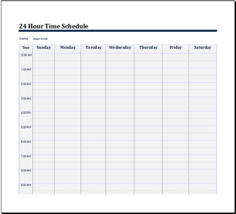 24 Hour Employee Schedule Template For Your Needs