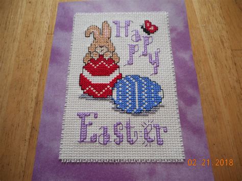 Easter Cardbunny And Easter Eggs Happy Eastercross Stitch Card Cross